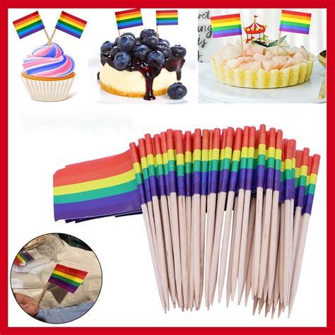 Bandeira do arco íris do orgulho peças arco íris bandeiras de palito LGBT gay