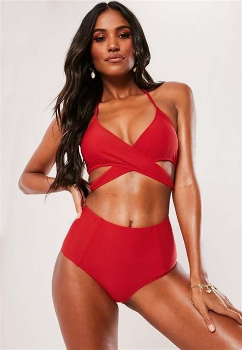 Missguided Red Mix And Match Cross Front Bikini Top In 2021 Bikinis