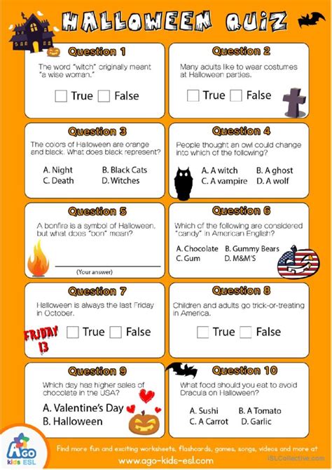 English Halloween Quiz Worksheet For English Esl Worksheets Pdf Doc