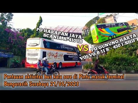 SCANIA VS VOLVO Pantauan Aktivitas Bus Sore Di Pintu Masuk Terminal