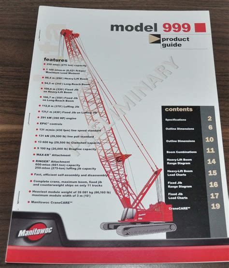 Manitowoc 999 Product Guide Crane Brochure Prospekt – AUTO BROCHURE