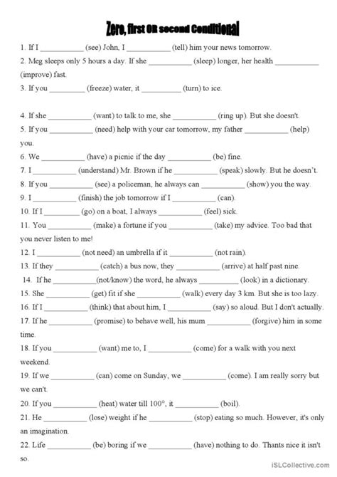 Zero First And Second Conditionals English Esl Worksheets Pdf And Doc