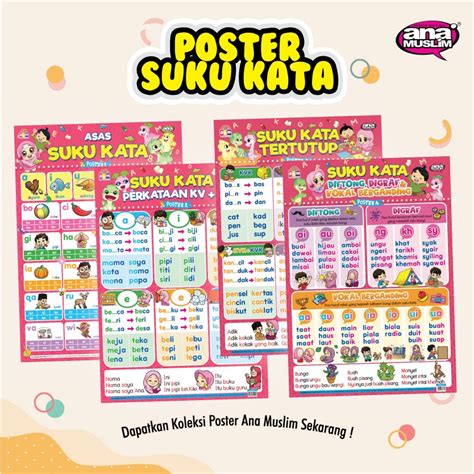 Poster Suku Kata Tertutup Diftong Digraf And Vokal Berganding Shopee