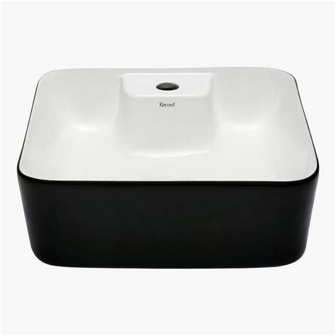 Ceramic White Black Kerovit Counter Top Wash Basin For Bathroom At