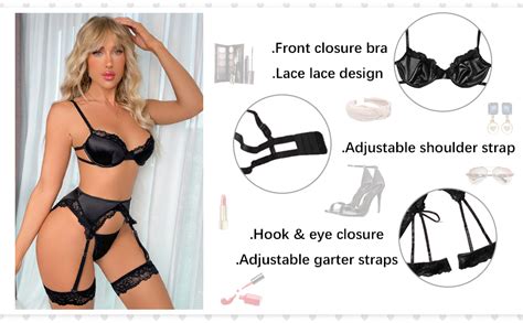 Aphrotiny Lingerie sexy en dentelle pour femme avec porte jarretelles exotiques pièces soutien