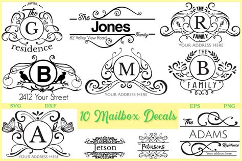 Mailbox Decals Pack Cut File Svg Dxf For Cameo Cricut And Etsy