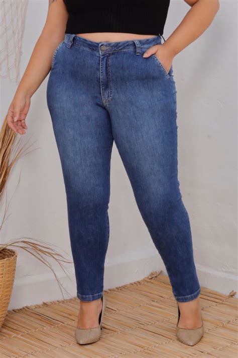 Cal A Jeans Skinny Bolso Embutido Curvy Atacado Feminina Revanche