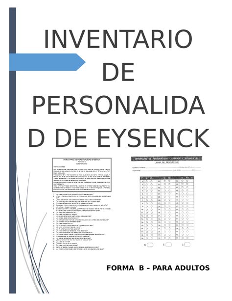 Eysenck B Manual Protocolos Full Inventario De Personalida D De