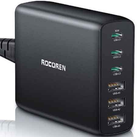 Rocoren 6-Port 100W USB-C/A Ladegerät mit PD & QC für 19€ (statt 30€)