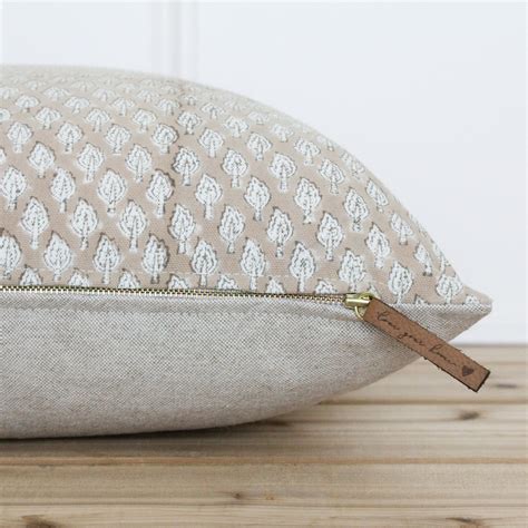 Tan Hand Block Pillow Cover Nude Pillow Cover Indian Hand Etsy