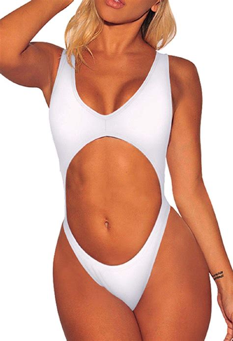 Viottiset Women S Cutout High Cut One Piece Thong Swimsuit Bikini