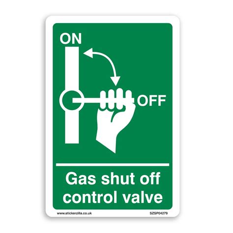 Gas Shut Off Sign – [A4 200mm x 300mm] Self Adhesive Sticker – Stickerzilla