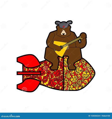 National Russia Symbol Bear With An Official Flag And Map Silhouette