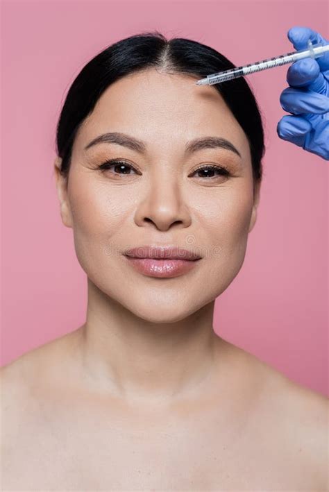 Asian Woman With Naked Shoulders Looking Stock Image Image Of