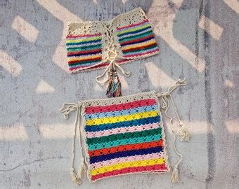Summer Beach Hand Crochet Woven Bikini Top And Hot Pants Etsy