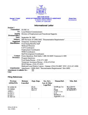 Fillable Online Otda Ny 05 INF 16 8 05 Rev LDSS 2642 Doc