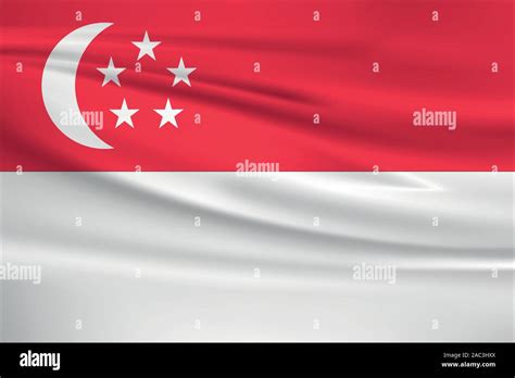 Waving Singapore flag, official colors and ratio correct. Singapore ...