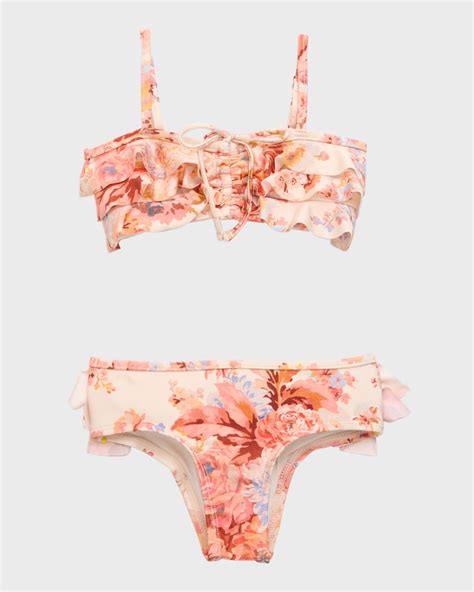 Zimmermann Girl S Devi Frill Two PIece Bikini Set Size 1 10 Neiman Marcus