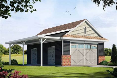 Detached Garage Plan With Barn Like Doors And Covered Patio 42558db Architectural Designs