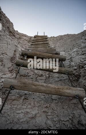 Ladder on Notch Trail. Badlands National Park, South Dakota Stock Photo ...