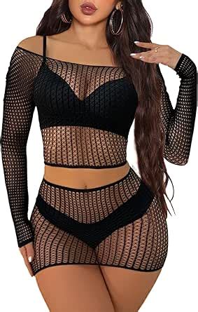 Buitifo Lingerie For Women Fishnet Babydoll Chemise Sexy Nightwear Teddy Dress Black One Size