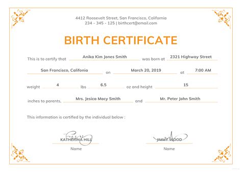 Real Birth Certificate Template | Best Professionally Designed Templates