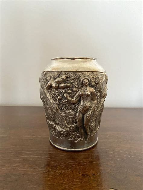 Vintage Silver Plated Vase Made In Japan Nude Women Relief Vase Antique Vase Etsy