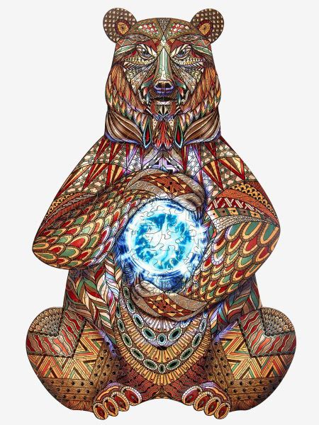 Деревянный пазл для детей и взрослых / Могучий медведь / головоломка ...