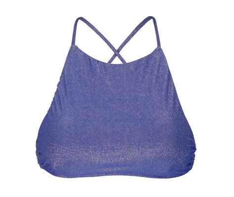 Dunkelblaues Lurex Bade Crop Top Racerback Soutien Radiante Azul Marinho Cropped Bikini