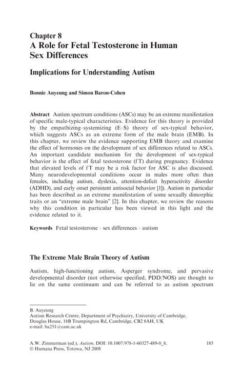 PDF A Role For Fetal Testosterone In Human Sex Differences