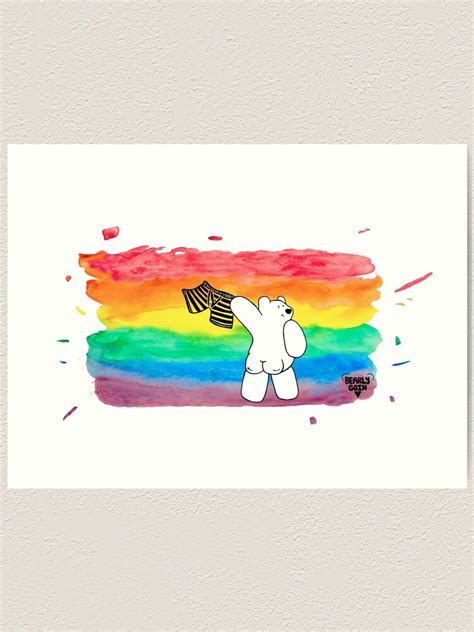 "Bare Bum Bear - Gay Pride" Art Print by BearlyGoin | Redbubble