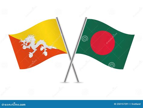 Het Koninkrijk Bhutan En Bangladesh Hebben De Vlag Van Een Land