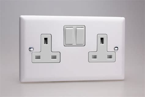 Varilight Urban 2 Gang 13a Double Pole Switched Socket White Chalk White White The Factory