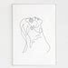 One Line Nude Couple Digital Illustration Erotic Intimacy Love Minimal