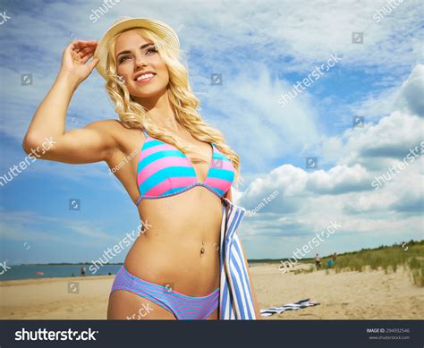 Sexy Blonde Girl On Summer Beach Stock Photo 294932546 Shutterstock