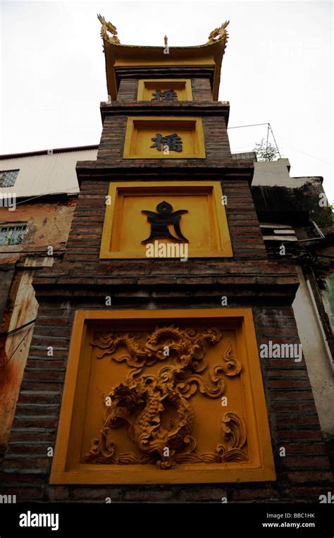 vietnamese architecture of temple in old quarter, Hanoi, vietnam Stock ...