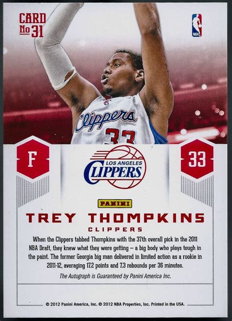 2012 13 Panini Prestige Prestigious Picks Trey Thompkins Rookie Auto