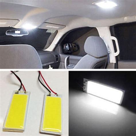 Pcs Xenon Hid White Cob Led Dome Map Light Bulb Painel Interior Do