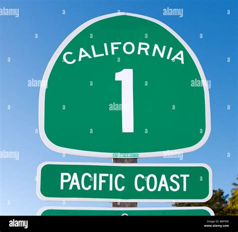 Road sign for the Pacific Coast Highway (Highway 1), Big Sur Coast ...