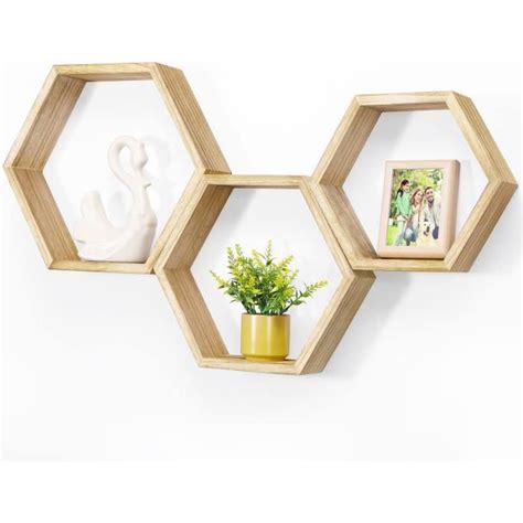 NORCEESAN Lot de 3 étagères hexagonales flottantes Montage Mural en