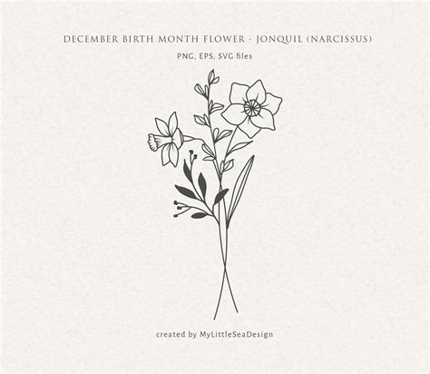 December Birth Flower Svg, Birth Month Flower Svg, Jonquil Flower Svg, Birth Flower Tattoo De ...