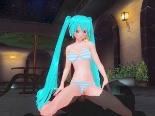 3D HENTAI Hatsune Miku En Maillot De Bain Chevauche Une Bite Au Bord De La Piscine Pornhub