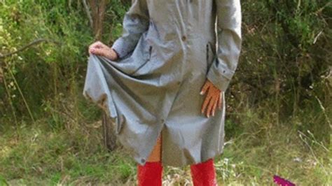 Alina Playing With Zipper Outdoors Nude Under Jacket FetishAlina Shiny Latex And More