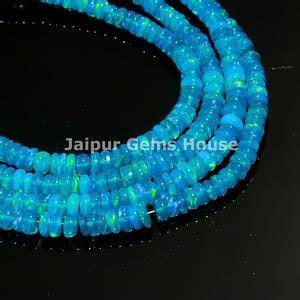 PARAIBA BLUE Opal Smooth Rondelle Beads AAA 3 Mm 5mm Welo Opal