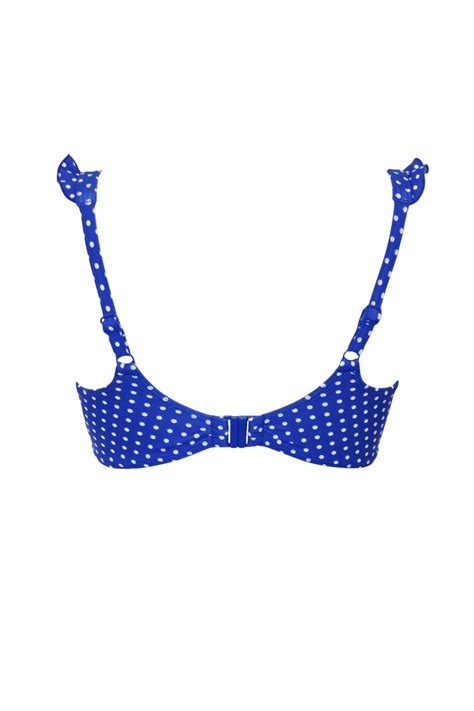 Sicily Longline Underwired Bikini Top In Blue White Pour Moi