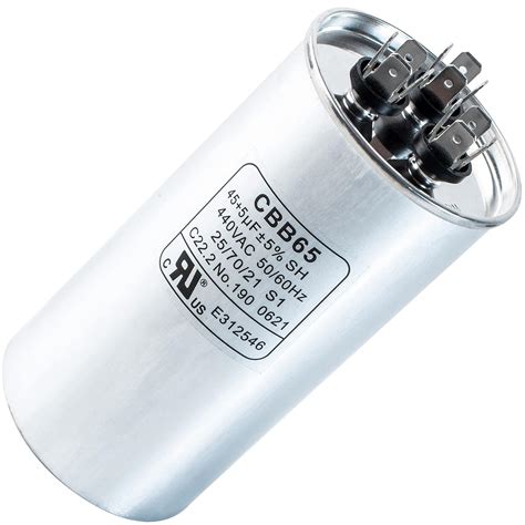 45 5 MFD Uf 370 Or 440 Volt VAC Round Dual Run Capacitor By Blue