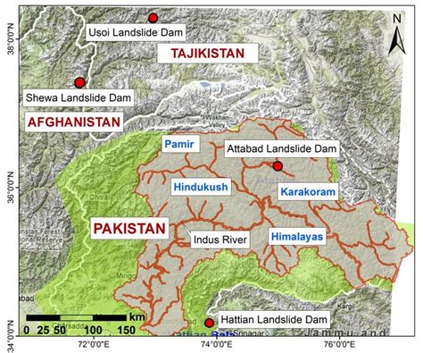 Map Showing The Locations Of Some Of Existing Landslide Dams In The