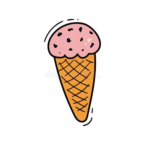 Doodle Ice Cream Set Of Hand Drawn Waffle Cone Eskimo In A Bowl