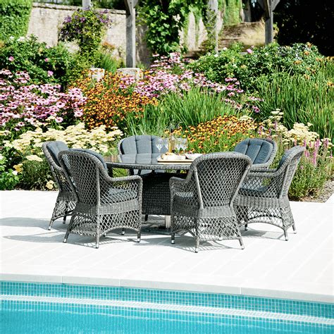 Alexander Rose Monte Carlo 6 Seater Open Weave Armchair Round Set
