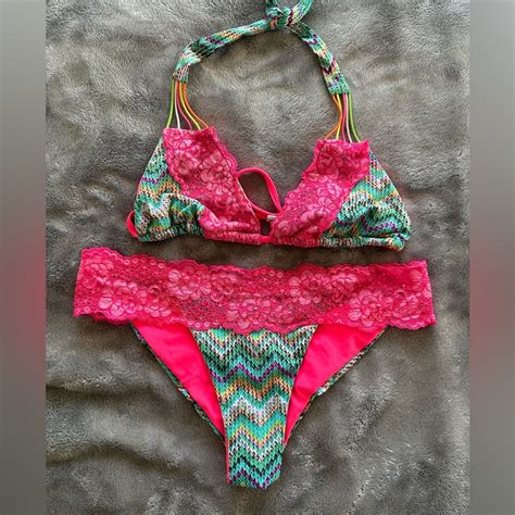 Rare Beach Bunny Lady Lace Bikini Set Medium Gem